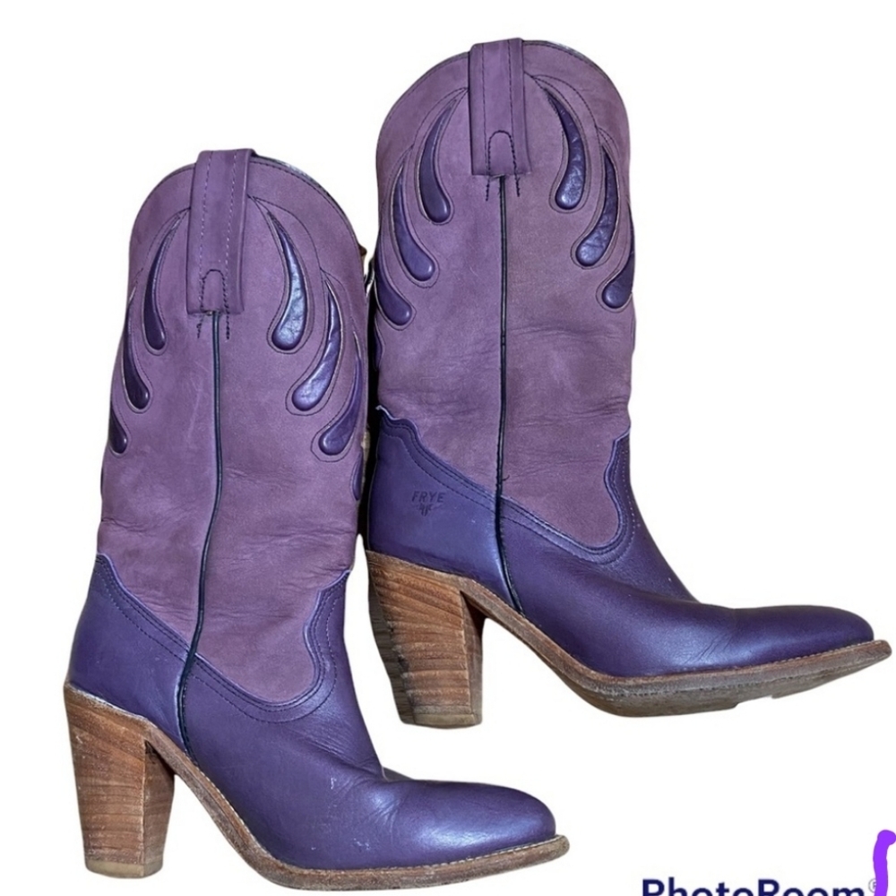Frye Vintage Leather Purple Cowgirl Boots 7.5B Women’s